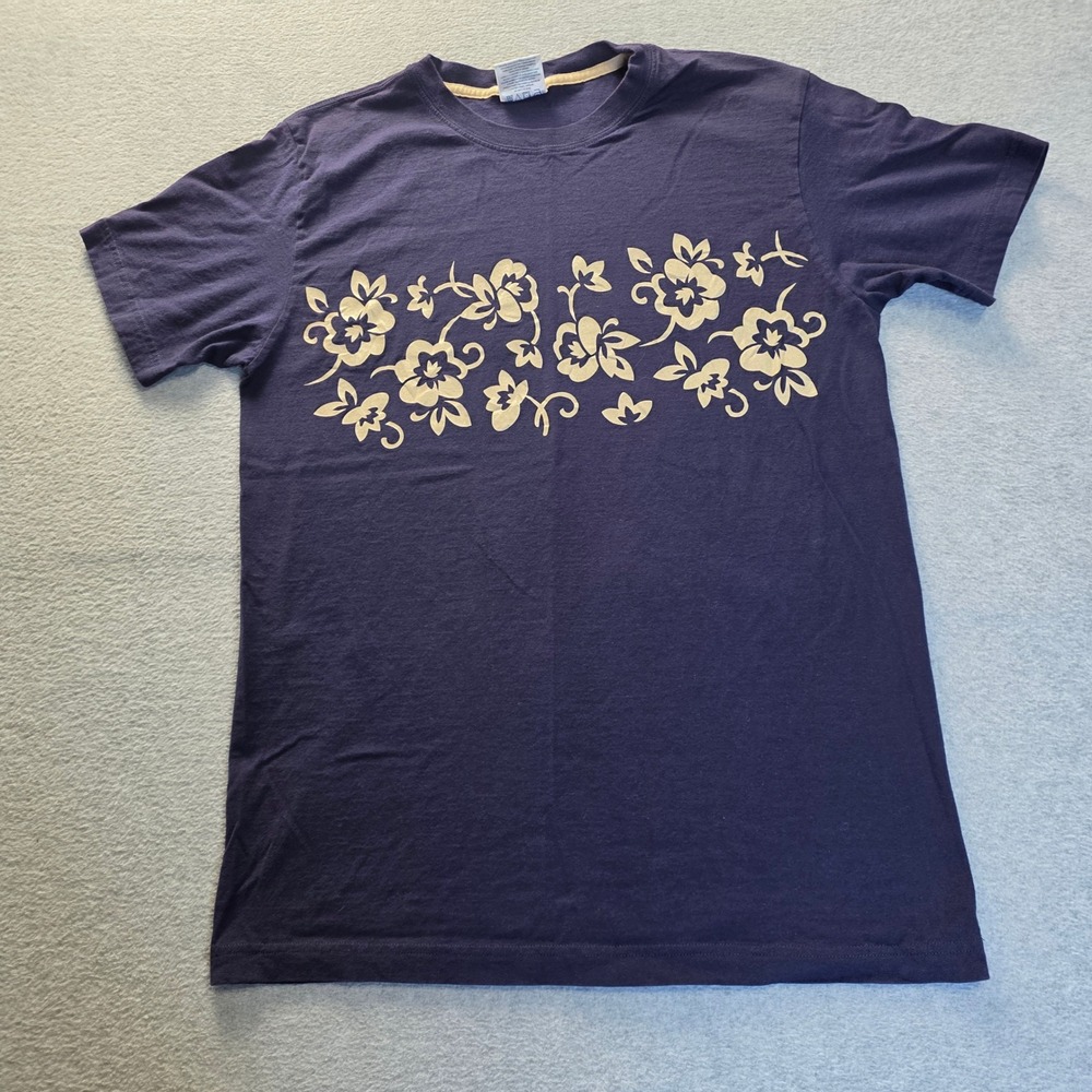 Tommy‎ Hilfiger Mens Blue Floral Graphic T-Shirt Vintage Cotton Hawaiian Medium